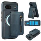 For Google Pixel 8a Zipper Wallet Split MagSafe Leather Back Phone Case(Blue) - 1