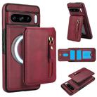 For Google Pixel 8 Pro Zipper Wallet Split MagSafe Leather Back Phone Case(Red) - 1