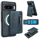 For Google Pixel 8 Pro Zipper Wallet Split MagSafe Leather Back Phone Case(Blue) - 1