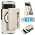 For Google Pixel 9 Pro XL Zipper Wallet Split MagSafe Leather Back Phone Case(White) - 1