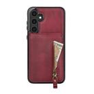 For Samsung Galaxy S25 5G Zipper Wallet Split MagSafe Leather Back Phone Case(Red) - 2