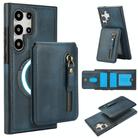 For Samsung Galaxy S25 Ultra 5G Zipper Wallet Split MagSafe Leather Back Phone Case(Blue) - 1