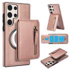 For Samsung Galaxy S23 Ultra 5G Zipper Wallet Split MagSafe Leather Back Phone Case(Rose Gold) - 1