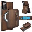 For Samsung Galaxy Note20 Zipper Wallet Split MagSafe Leather Back Phone Case(Brown) - 1