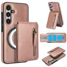 For Samsung Galaxy S24+ 5G Zipper Wallet Split MagSafe Leather Back Phone Case(Rose Gold) - 1