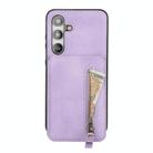 For Samsung Galaxy S24 FE 5G Zipper Wallet Split MagSafe Leather Back Phone Case(Purple) - 2