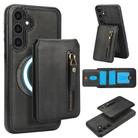 For Samsung Galaxy S23 FE 5G Zipper Wallet Split MagSafe Leather Back Phone Case(Black) - 1