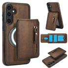 For Samsung Galaxy S23 FE 5G Zipper Wallet Split MagSafe Leather Back Phone Case(Brown) - 1