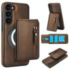 For Samsung Galaxy S23+ 5G Zipper Wallet Split MagSafe Leather Back Phone Case(Brown) - 1