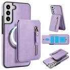 For Samsung Galaxy S22 5G Zipper Wallet Split MagSafe Leather Back Phone Case(Purple) - 1