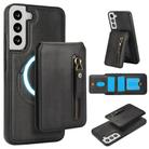 For Samsung Galaxy S21 FE 5G Zipper Wallet Split MagSafe Leather Back Phone Case(Black) - 1