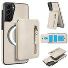 For Samsung Galaxy S21+ 5G Zipper Wallet Split MagSafe Leather Back Phone Case(White) - 1