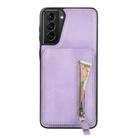 For Samsung Galaxy S21+ 5G Zipper Wallet Split MagSafe Leather Back Phone Case(Purple) - 2
