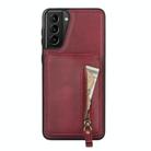 For Samsung Galaxy S21 5G Zipper Wallet Split MagSafe Leather Back Phone Case(Red) - 2