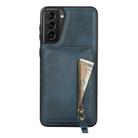 For Samsung Galaxy S21 5G Zipper Wallet Split MagSafe Leather Back Phone Case(Blue) - 2
