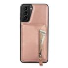 For Samsung Galaxy S21 5G Zipper Wallet Split MagSafe Leather Back Phone Case(Rose Gold) - 2