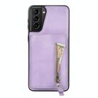 For Samsung Galaxy S21 5G Zipper Wallet Split MagSafe Leather Back Phone Case(Purple) - 2