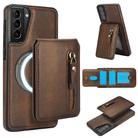 For Samsung Galaxy S21 5G Zipper Wallet Split MagSafe Leather Back Phone Case(Brown) - 1