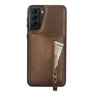 For Samsung Galaxy S21 5G Zipper Wallet Split MagSafe Leather Back Phone Case(Brown) - 2