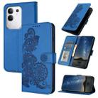 For vivo Y29 4G Datura Flower Embossed Flip Leather Phone Case(Blue) - 1
