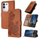 For vivo Y29 4G Datura Flower Embossed Flip Leather Phone Case(Brown) - 1