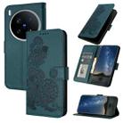 For vivo X200 Ultra Datura Flower Embossed Flip Leather Phone Case(Dark Green) - 1