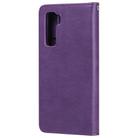 For Huawei Nova 7 SE 2 in 1 Solid Color Detachable PU Leather Case with Card Slots & Magnetic Holder & Photo Frame & Wallet & Strap(Purple) - 3