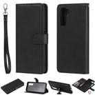 For Huawei Nova 7 SE 2 in 1 Solid Color Detachable PU Leather Case with Card Slots & Magnetic Holder & Photo Frame & Wallet & Strap(Black) - 1