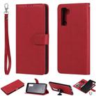 For Huawei Nova 7 SE 2 in 1 Solid Color Detachable PU Leather Case with Card Slots & Magnetic Holder & Photo Frame & Wallet & Strap(Red) - 1