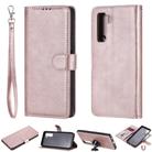 For Huawei Nova 7 SE 2 in 1 Solid Color Detachable PU Leather Case with Card Slots & Magnetic Holder & Photo Frame & Wallet & Strap(Rose Gold) - 1