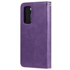 For Huawei P40 2 in 1 Solid Color Detachable PU Leather Case with Card Slots & Magnetic Holder & Photo Frame & Wallet & Strap(Purple) - 2