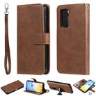 For Huawei P40 2 in 1 Solid Color Detachable PU Leather Case with Card Slots & Magnetic Holder & Photo Frame & Wallet & Strap(Brown) - 1