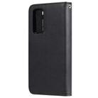 For Huawei P40 2 in 1 Solid Color Detachable PU Leather Case with Card Slots & Magnetic Holder & Photo Frame & Wallet & Strap(Black) - 3