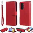 For Huawei P40 2 in 1 Solid Color Detachable PU Leather Case with Card Slots & Magnetic Holder & Photo Frame & Wallet & Strap(Red) - 1