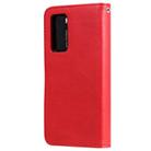 For Huawei P40 2 in 1 Solid Color Detachable PU Leather Case with Card Slots & Magnetic Holder & Photo Frame & Wallet & Strap(Red) - 3