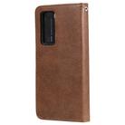 For Huawei P40 Lite 2 in 1 Solid Color Detachable PU Leather Case with Card Slots & Magnetic Holder & Photo Frame & Wallet & Strap(Brown) - 3