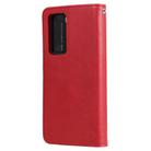 For Huawei P40 Lite 2 in 1 Solid Color Detachable PU Leather Case with Card Slots & Magnetic Holder & Photo Frame & Wallet & Strap(Red) - 3