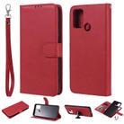 For Huawei Honor 9A 2 in 1 Solid Color Detachable PU Leather Case with Card Slots & Magnetic Holder & Photo Frame & Wallet & Strap(Red) - 1