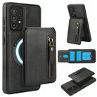 For Samsung Galaxy A52 4G / 5G Zipper Wallet Split MagSafe Leather Back Phone Case(Black) - 1