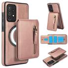 For Samsung Galaxy A52 4G / 5G Zipper Wallet Split MagSafe Leather Back Phone Case(Rose Gold) - 1