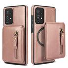 For Samsung Galaxy A52 4G / 5G Zipper Wallet Split MagSafe Leather Back Phone Case(Rose Gold) - 2