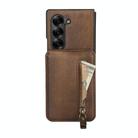 For Samsung Galaxy Z Fold6 Zipper Wallet Split MagSafe Leather Back Phone Case(Brown) - 2