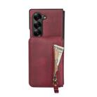 For Samsung Galaxy Z Fold5 Zipper Wallet Split MagSafe Leather Back Phone Case(Red) - 2