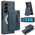 For Samsung Galaxy Z Fold5 Zipper Wallet Split MagSafe Leather Back Phone Case(Blue) - 1