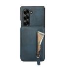 For Samsung Galaxy Z Fold5 Zipper Wallet Split MagSafe Leather Back Phone Case(Blue) - 2