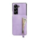 For Samsung Galaxy Z Fold5 Zipper Wallet Split MagSafe Leather Back Phone Case(Purple) - 2