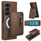 For Samsung Galaxy Z Fold5 Zipper Wallet Split MagSafe Leather Back Phone Case(Brown) - 1