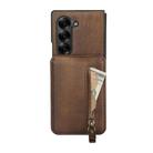 For Samsung Galaxy Z Fold5 Zipper Wallet Split MagSafe Leather Back Phone Case(Brown) - 2