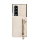For Samsung Galaxy Z Fold4 Zipper Wallet Split MagSafe Leather Back Phone Case(White) - 2