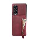 For Samsung Galaxy Z Fold4 Zipper Wallet Split MagSafe Leather Back Phone Case(Red) - 2